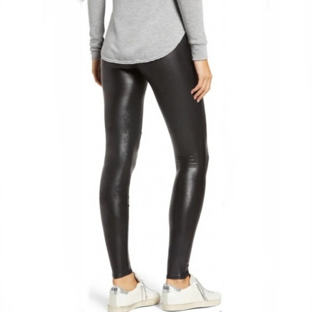 💘 Spanx NWOT 2437 Black Faux Leather Leggings XL Ready To Wow - Picture 3 of 10